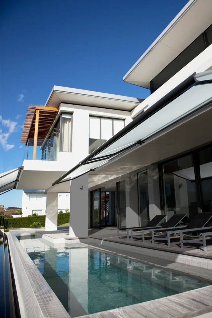 motorised retractable fold arm awning installed in ballito